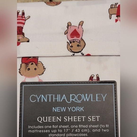 Cynthia Rowley Dog Print Queen Sheet Set NWT - Picture 4 of 4